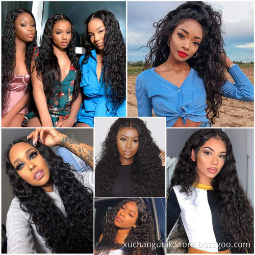 Uniky New Arrival Virgin Cambodian Human Hair Wigs For Black Women, Cambodian Water Wavy Curly Human Hair Lace Front Wigs 13*6